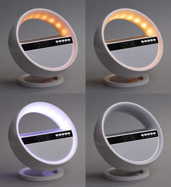 Bluetooth колонка "Smart Orb" 5Вт с беспроводным (15W) ЗУ, лампой, часами, FM радио Bluetooth колонка "Smart Orb" 5Вт с беспроводным (15W) ЗУ, лампой, часами, FM радио