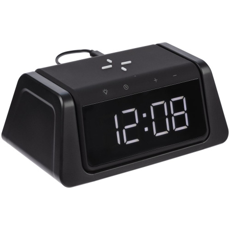 Настольный стерилизатор с беспроводной зарядкой и часами UV Depot, черный Настольный стерилизатор с беспроводной зарядкой и часами UV Depot, черный