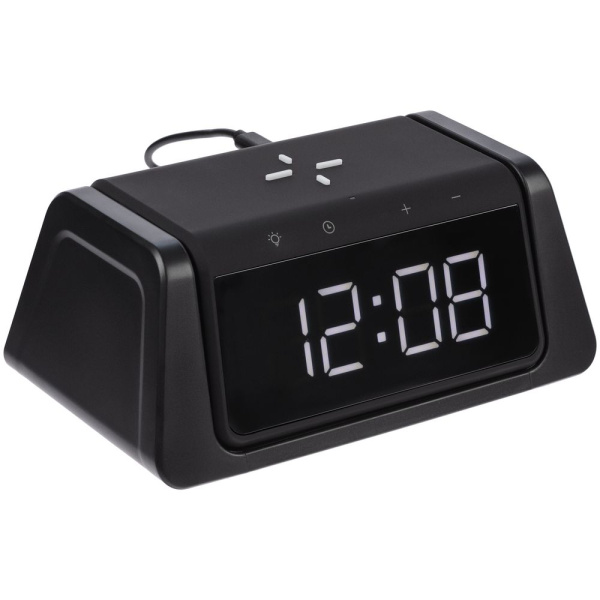 Настольный стерилизатор с беспроводной зарядкой и часами UV Depot, черный Настольный стерилизатор с беспроводной зарядкой и часами UV Depot, черный