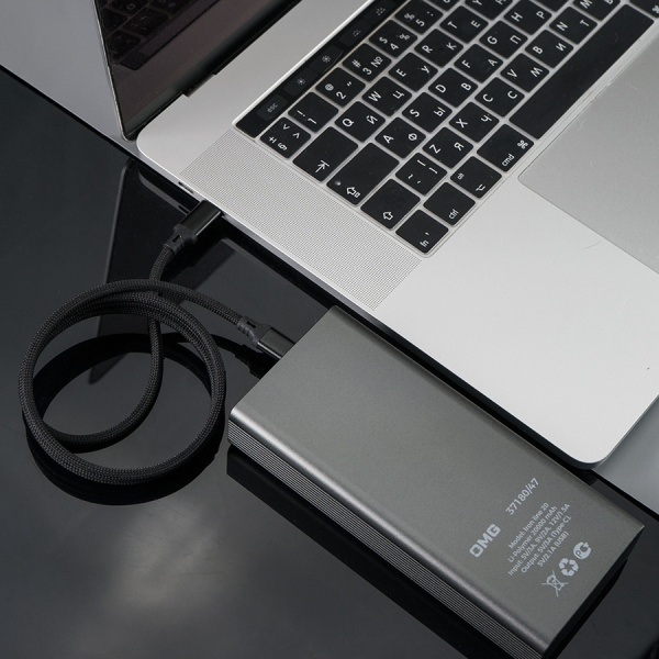 Кабель COIL магнитный для зарядки и передачи данных, 100Вт, 480Мб/с, нейлоновая оплетка, черный