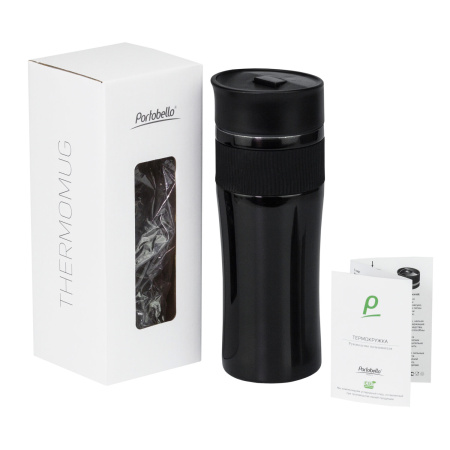 Термокружка вакуумная Поло (Polo), черная