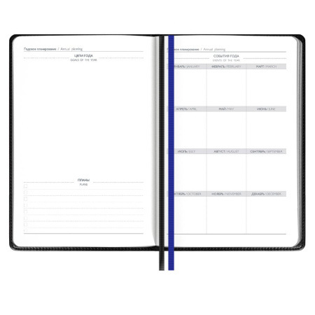 Ежедневник Alanis, недатированный, черный с синим