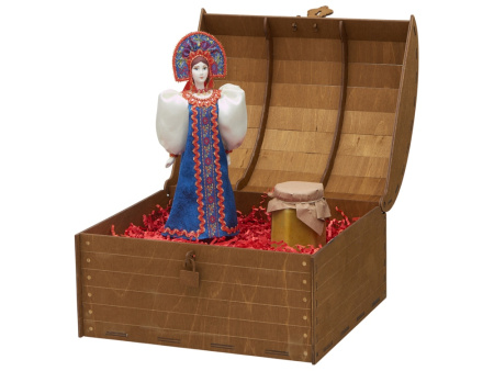 Подарочный набор: кукла фарфоровая, крем-мед, синий