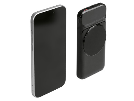 Магнитный беспроводной внешний аккумулятор со встроенными кабелями Мэни,быстаря зарядка, 10000 мАч, черный