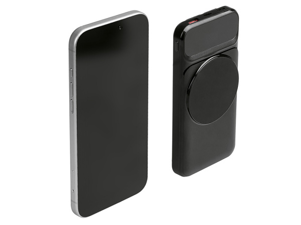 Магнитный беспроводной внешний аккумулятор со встроенными кабелями Мэни, 10000 мАч