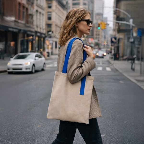 Шоппер Superbag Light, с внутренним креплением (полукольцо) (неокрашенный с синим)