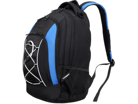 Рюкзак TORBER ROCKIT с отделением для ноутбука 15, черный/синий, полиэстер, 33х19х45 см, 28 л