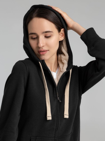 Толстовка унисекс на молнии Sherpa черная, размер XXS