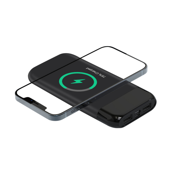 Беспроводное зарядное устройство "ShineMax SOFTTOUCH", 10000 mAh с подсветкой логотипа и цифровым индикатором заряда Беспроводное зарядное устройство "ShineMax SOFTTOUCH", 10000 mAh с подсветкой логотипа и цифровым индикатором заряда