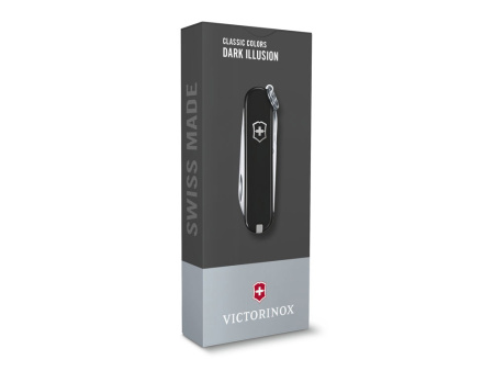 Нож-брелок VICTORINOX Classic SD Colors Dark Illusion, 58 мм, 7 функций, чёрный
