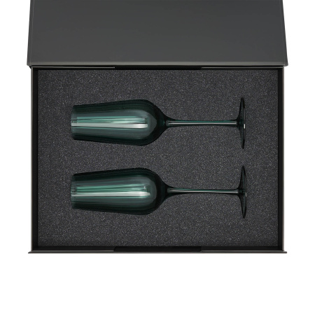 Подарочный набор 2 бокала для шампанского Капри (Capri) в черной коробке