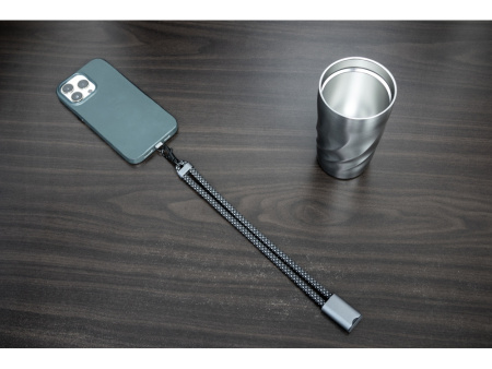 Ремешок-держатель для телефона с зарядным кабелем USB-C - USB-C Lany Wristband Charge Eco, серый