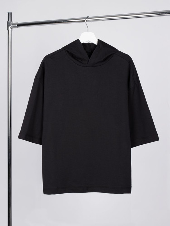 Футболка оверсайз унисекс с капюшоном Neofit, черная, размер XL/XXL