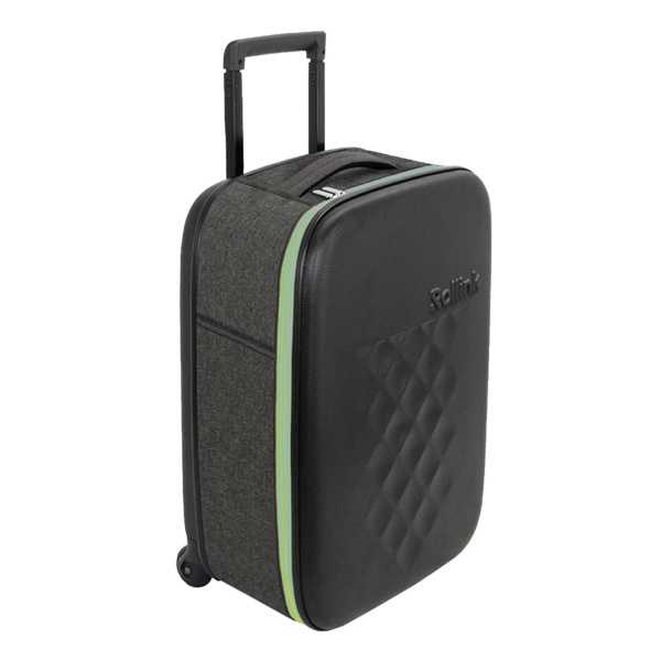 Чемодан складной Rollink Earth 55x40x20 см, 2 колеса, черный/зеленый