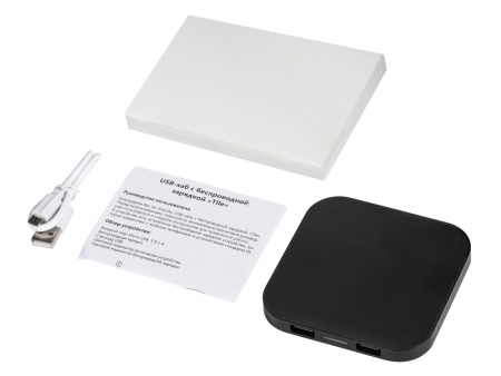 Беспроводная зарядка Tile с 2 USB-A, 5 Вт, черный Беспроводная зарядка Tile с 2 USB-A, 5 Вт, черный