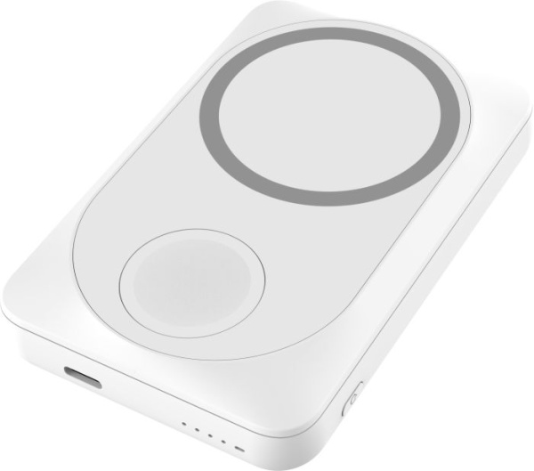 Беспроводная зарядная станция "White" 2в1 для Apple/Apple watch с покрытием Soft Touch, 10000 Mah (Белый)
