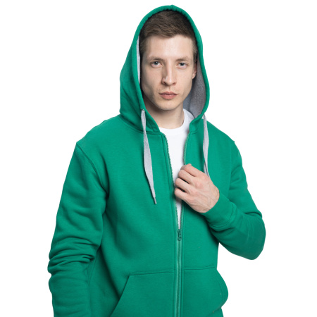 New Gen Толстовка-кенгуру (худи) с капюшоном на молнии 320 г/м² зеленый XS