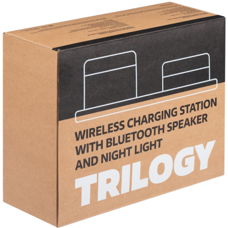 Станция беспроводной зарядки с колонкой и ночником Trilogy, белая Станция беспроводной зарядки с колонкой и ночником Trilogy, белая