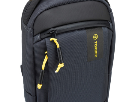 Рюкзак TORBER ВОЯЖ на одно плечо, серый, полиэстер 900D, 20х10х30 см, 5 л