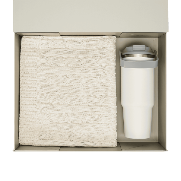 Подарочный набор Montana, белый (плед, термокружка)