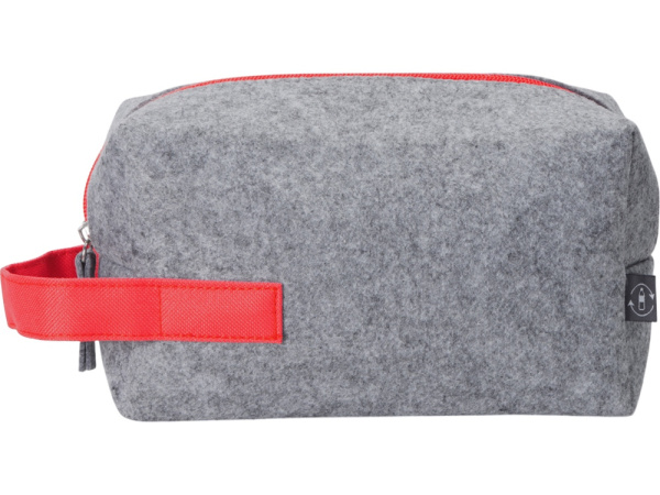 Косметичка из РПЕТ фетра с ручкой Felt, серый с красным