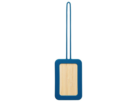 Бамбуковая багажная бирка с силиконовым чехлом Тагу, темно-синий