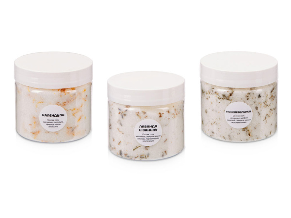 Подарочный набор с солью для ванны и свечой, белый