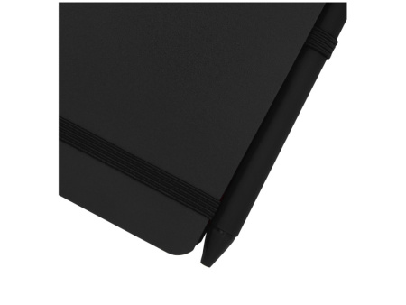 Блокнот Thalaasa формата А6 в твердой обложке из океанического пластика с шариковой ручкой - сплошной черный