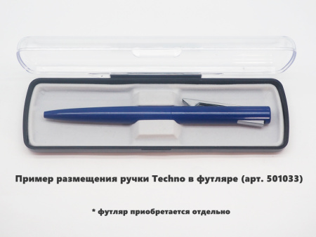 Ручка шариковая, пластиковая, металлическая, синяя/серебристая, Techno Requis