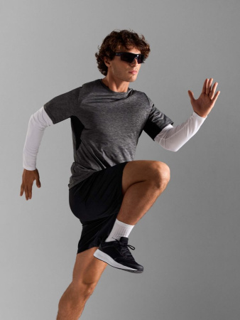 Футболка спортивная унисекс Storm, черный меланж, размер XXL