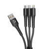 Дата-кабель Armor 3 в 1: micro USB, USB-C, Ligthning, 1.2м, черный, Deppa