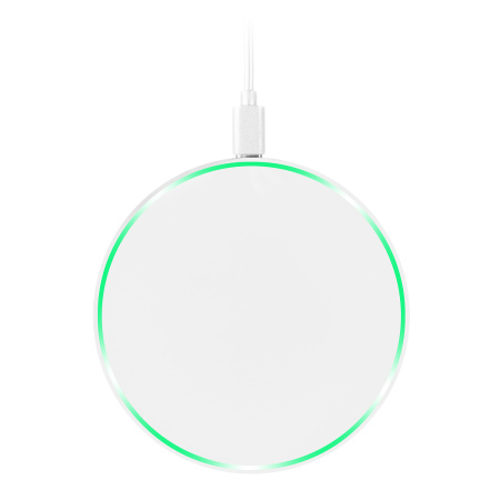 Беспроводное зарядное устройство с подсветкой 15W Auris, белое Беспроводное зарядное устройство с подсветкой 15W Auris, белое