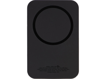 Магнитный беспроводной внешний аккумулятор MagnetIQ, 5000 mah, 10 W, черный
