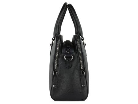 Сумка женская BUGATTI ЭЛЬЗА | ELSA, чёрная, воловья кожа/полиэстер, 32х13х22 см