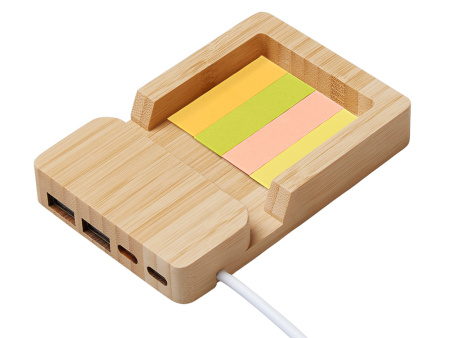 USB хаб Memo, 2*USB, 2*Type C, бамбук