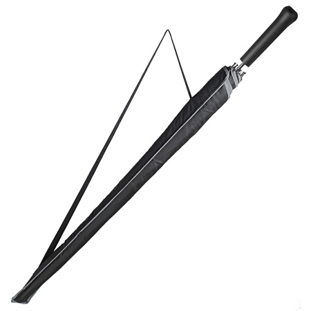 Зонт-трость "Reflect", механический,эпонж, чёрный со светоотражающей окантовкой в чехле с ручкой