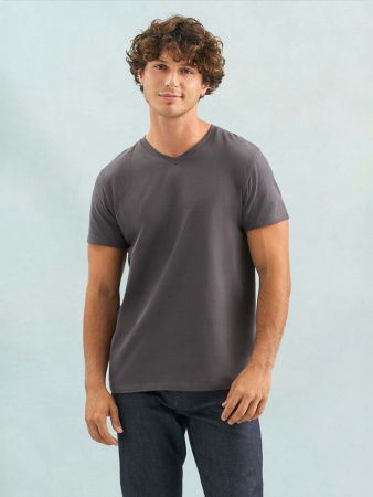 Футболка унисекс Regent с V-образным вырезом, черная, размер 3XL