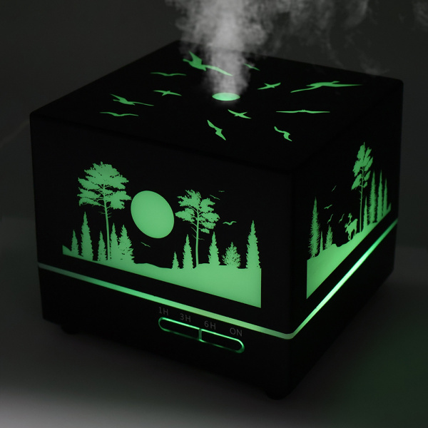 Светодиодный USB увлажнитель Wisdom с подсветкой гравировки, черный