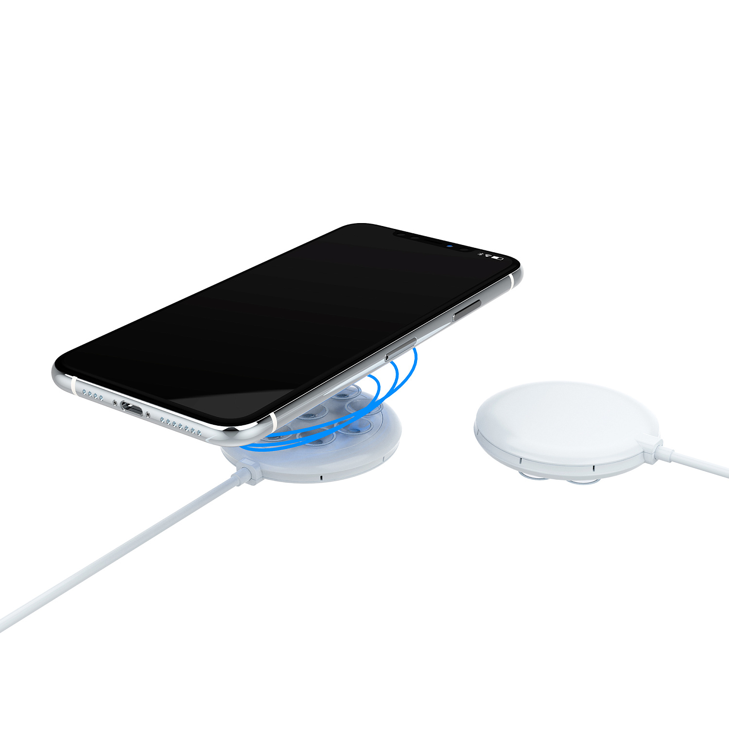 Беспроводное (15W) зарядное устройство "Sticker" с присосками Беспроводное (15W) зарядное устройство "Sticker" с присосками