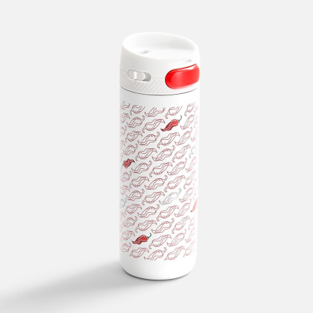 Термостакан X1 с цветной кнопкой, белый с зеленым