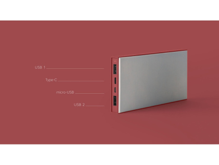 Внешний аккумулятор Rombica NEO ARIA Claret, 10000 мАч, Soft-touch, PD, QCharge, Type-C, бордовый (Р)