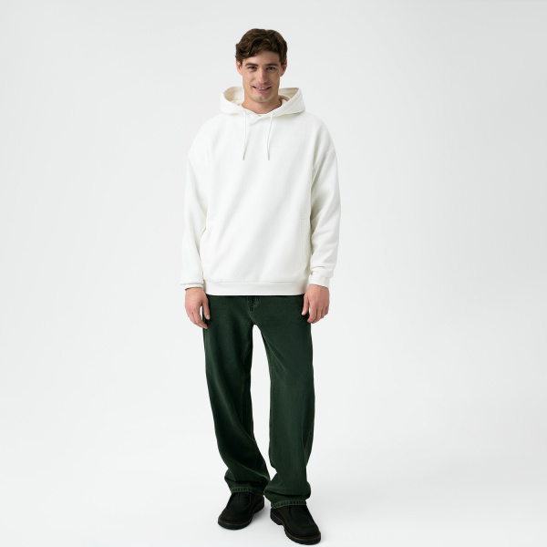 Худи релакс унисекс Баланс (Balance), с начесом, белый, размер XL/2XL