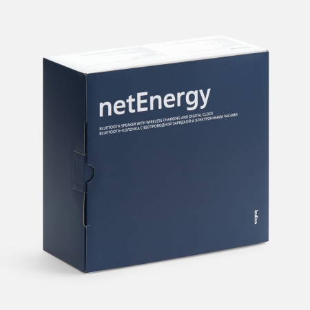 Bluetooth-колонка с беспроводной зарядкой и часами netEnergy, серая Bluetooth-колонка с беспроводной зарядкой и часами netEnergy, серая