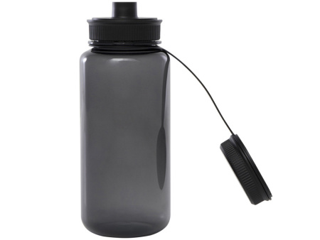 Спортивная бутылка Ryder из переработанного ПЭТ-пластика объемом 900 мл с многофункциональной крышкой, сертифицированная RCS - сплошной черный