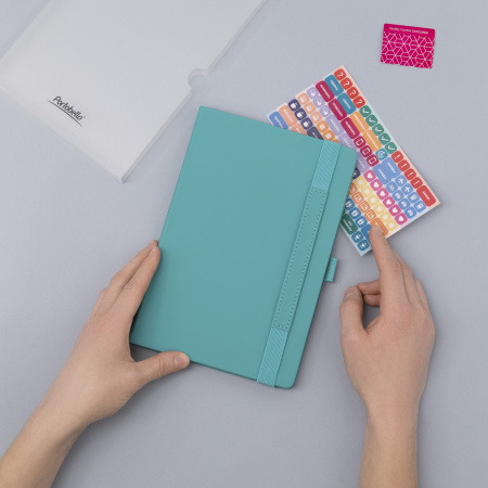 Ежедневник Alpha недатированный, бирюзовый/серый