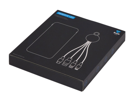 Набор из внешнего аккумулятора и универсального кабеля с подсветкой лого Reserve LED, 10000mAh Набор из внешнего аккумулятора и универсального кабеля с подсветкой лого Reserve LED, 10000mAh