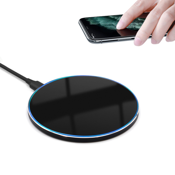 Беспроводное зарядное устройство Gravy с подсветкой и гравировкой 15W, черный Беспроводное зарядное устройство Gravy с подсветкой и гравировкой 15W, черный