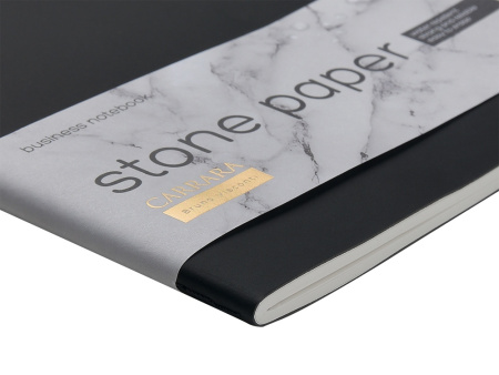 Тетрадь с каменной бумагой А5 Carrara 40 л., линейка, черный