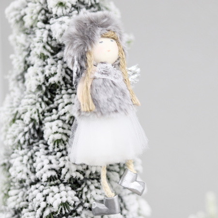 Новогоднее украшение рождественский ангел Бэгис, серый