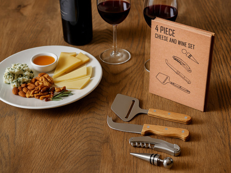 Подарочный набор для вина и сыра Reze из 4 предметов, натуральный